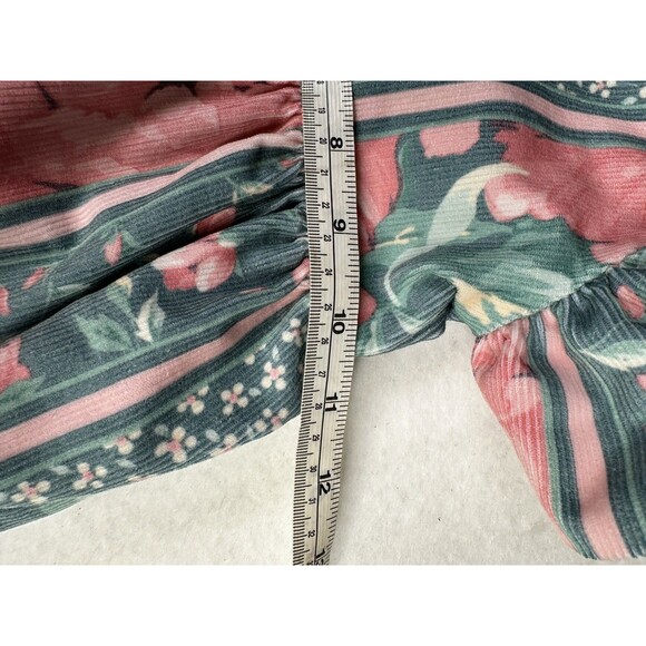 Chocolate Soup Vtg Girls 2t Floral Bubble Romper Teal Pink - Picture 10 of 11